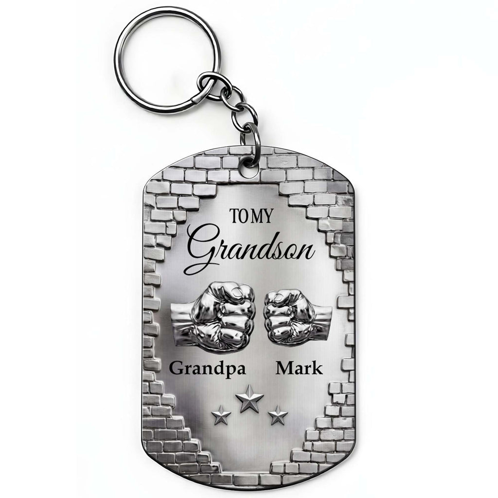 Personalized Stainless Steel Keychain for Grandson Gift Idea Stainless Steel Keychain GradoCreations