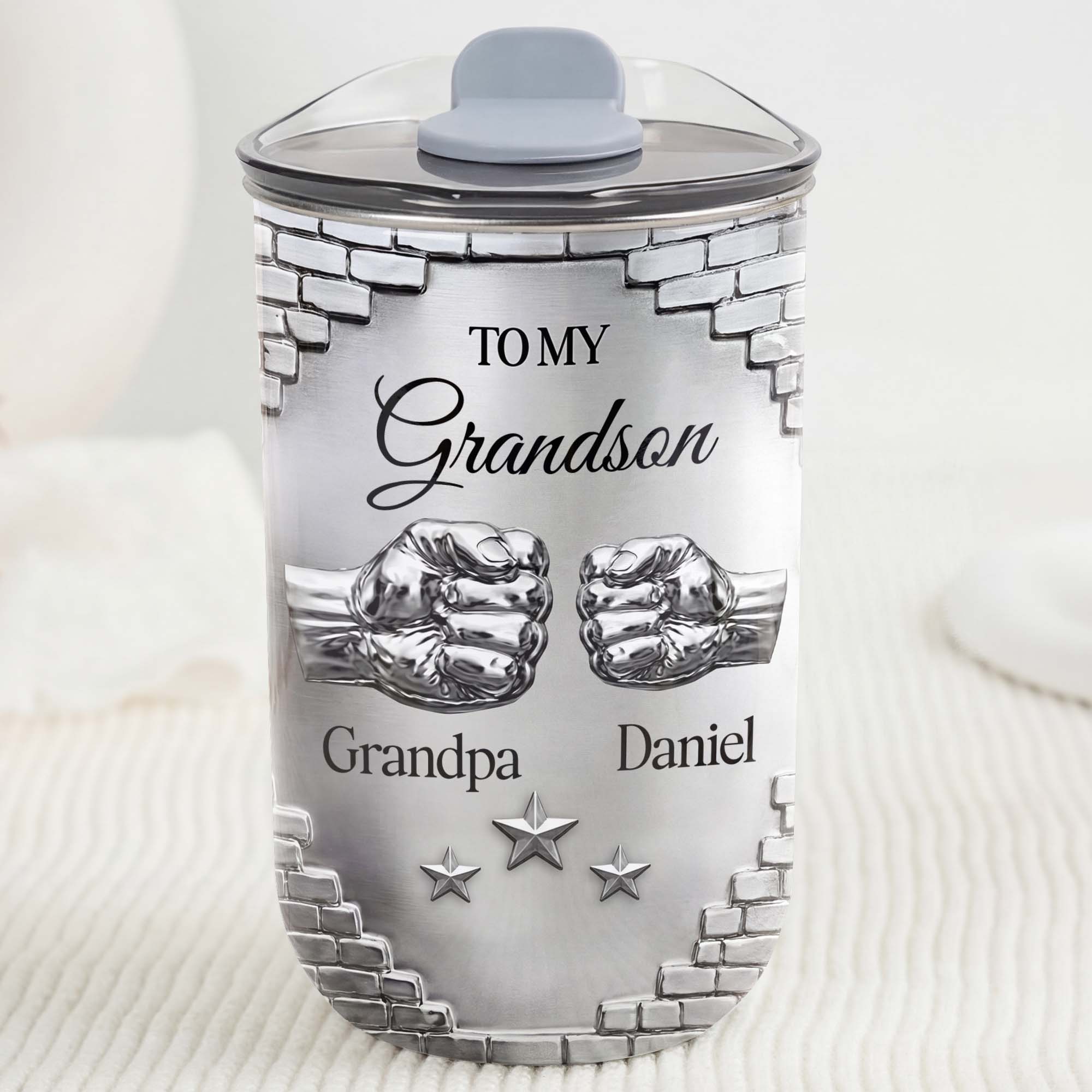 Personalized 10oz Tumbler Gift for Grandson Fist Bump Brick Wall 10oz tumbler GradoCreations