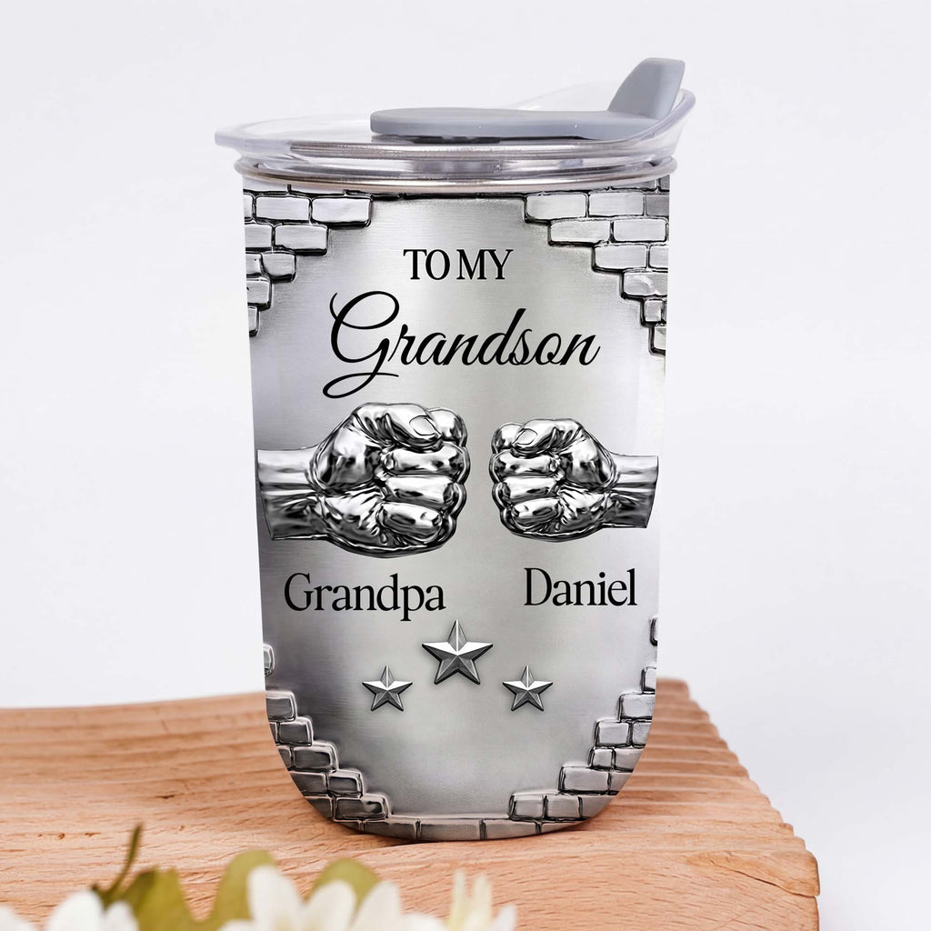 Personalized 10oz Tumbler Gift for Grandson Fist Bump Brick Wall 10oz tumbler GradoCreations