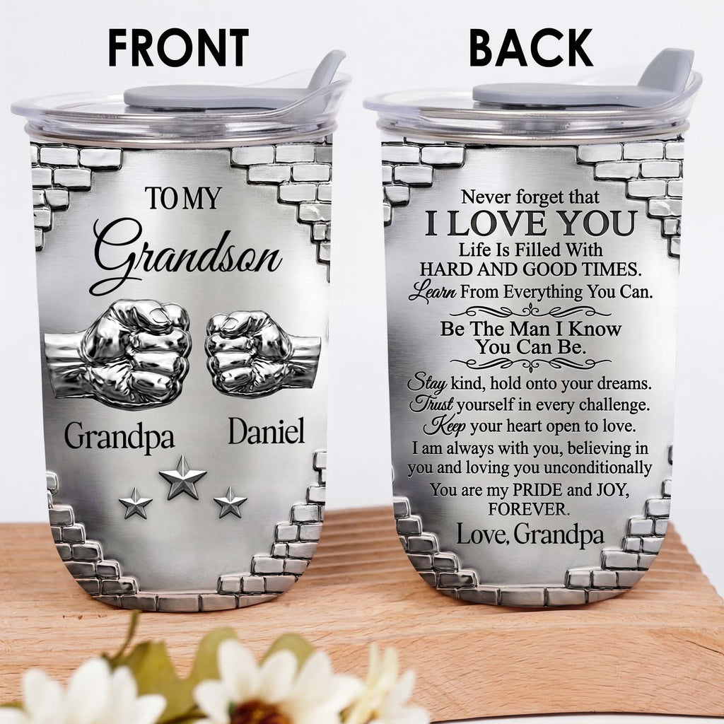 Personalized 10oz Tumbler Gift for Grandson Fist Bump Brick Wall 10oz tumbler GradoCreations
