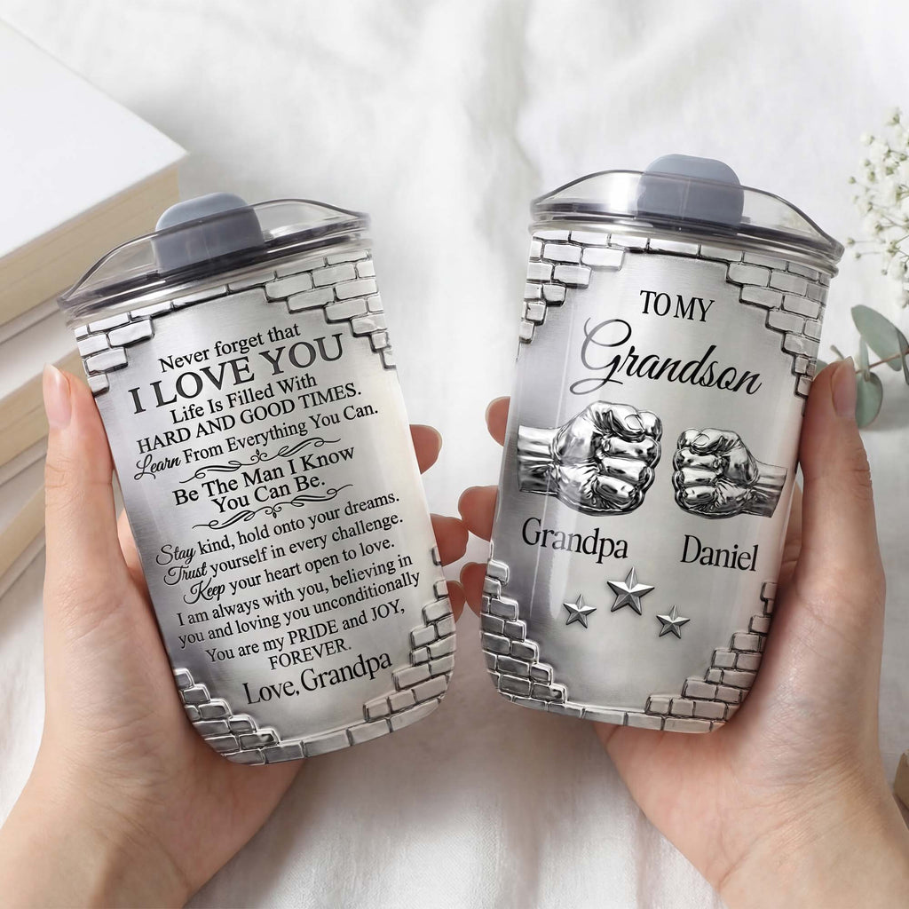 Personalized 10oz Tumbler Gift for Grandson Fist Bump Brick Wall 10oz tumbler GradoCreations