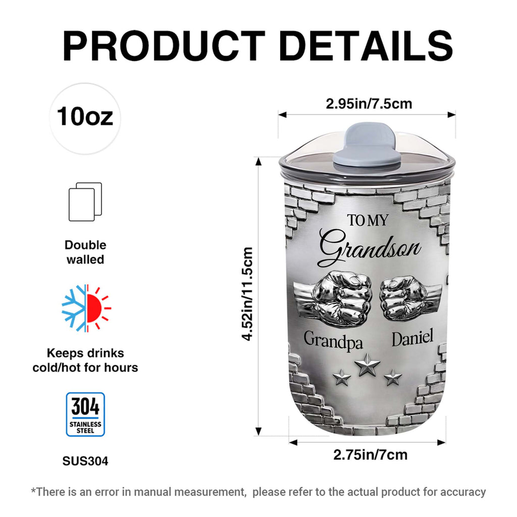 Personalized 10oz Tumbler Gift for Grandson Fist Bump Brick Wall 10oz tumbler GradoCreations