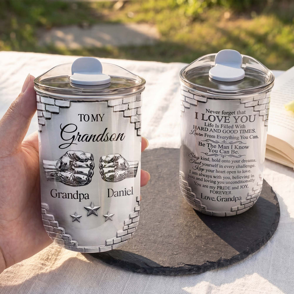 Personalized 10oz Tumbler Gift for Grandson Fist Bump Brick Wall 10oz tumbler GradoCreations