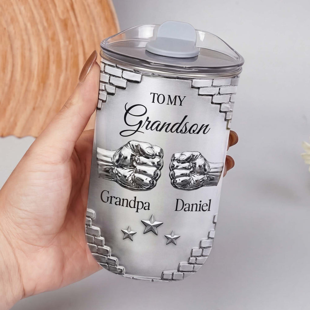 Personalized 10oz Tumbler Gift for Grandson Fist Bump Brick Wall 10oz tumbler GradoCreations