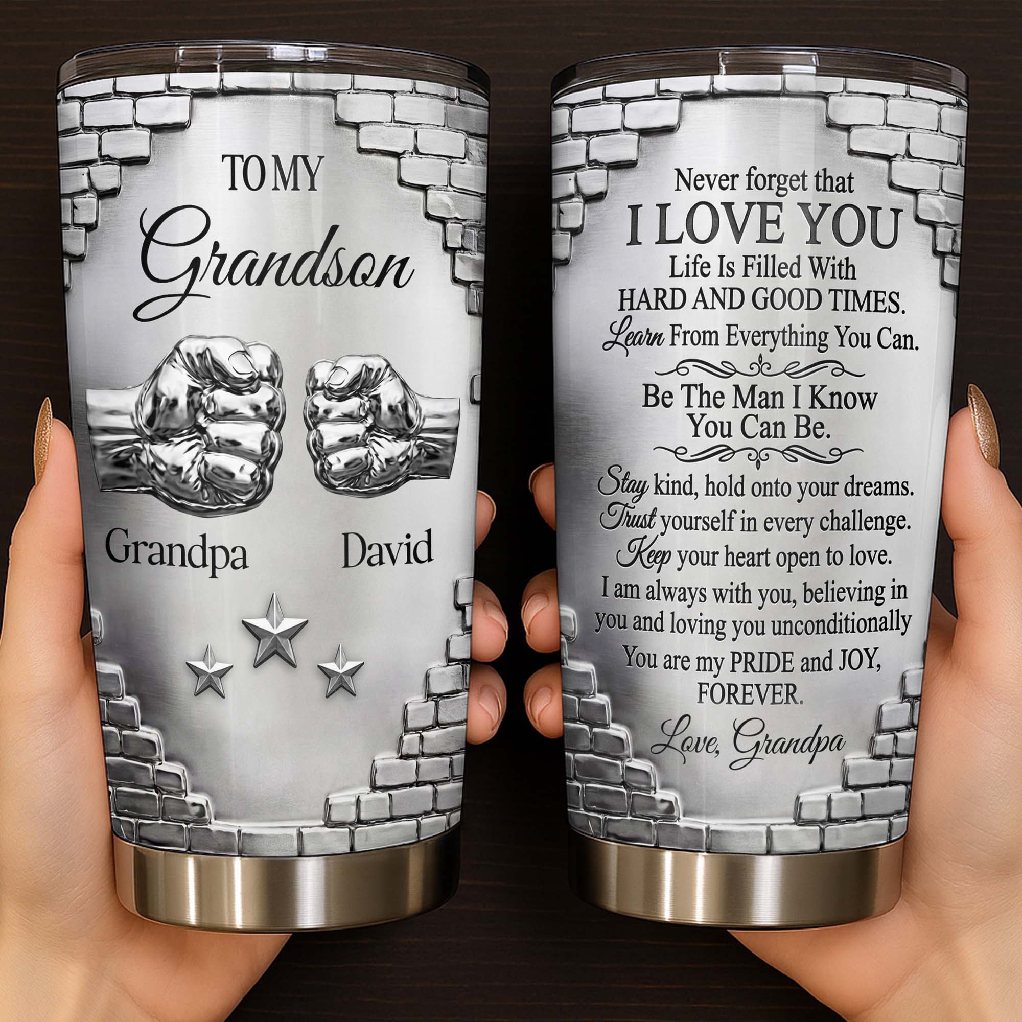 Personalized 20oz Stainless Steel Tumbler for Grandson Gift 20oz Tumbler GradoCreations