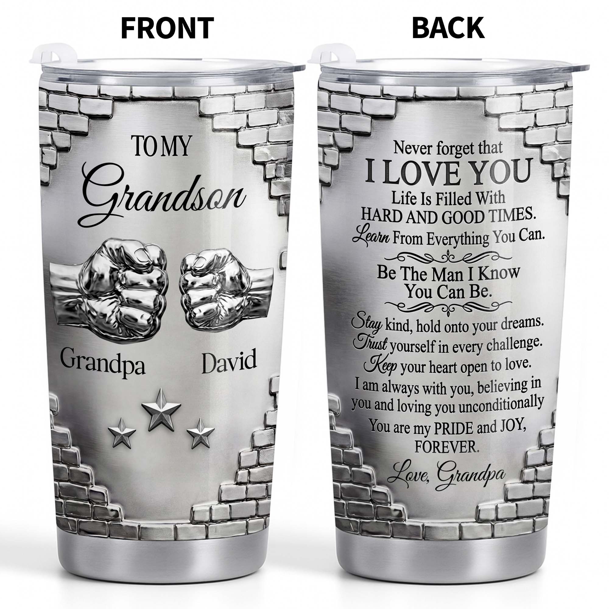 Personalized 20oz Stainless Steel Tumbler for Grandson Gift 20oz Tumbler GradoCreations