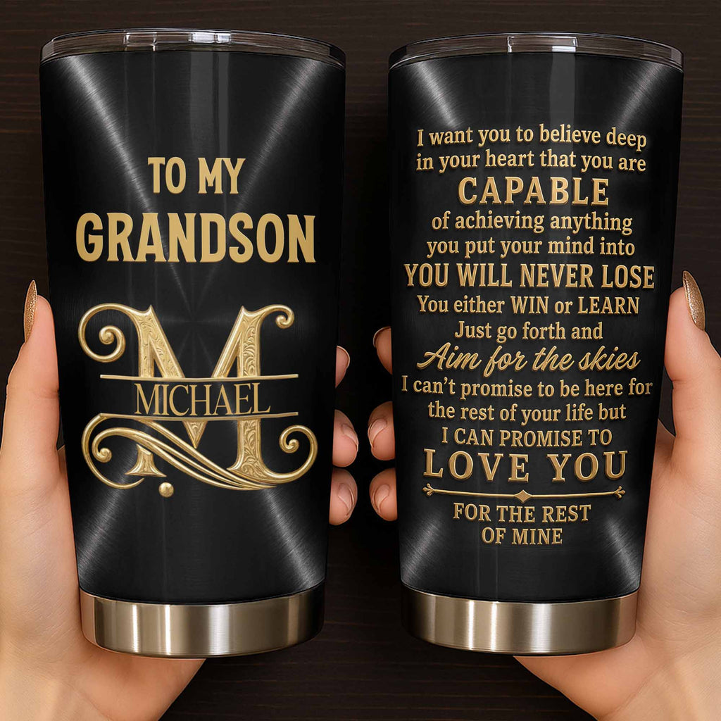 Personalized Stainless Steel Tumbler 20oz Custom Name Gift for Grandson