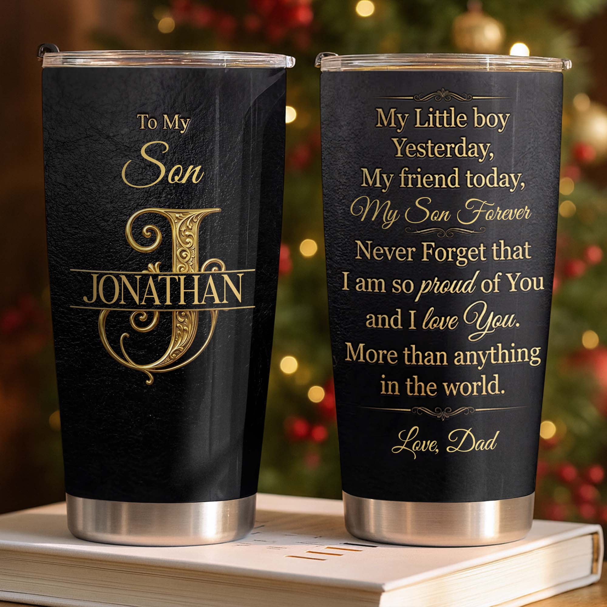 Personalized Stainless Steel Tumbler Custom Name Gift for Son Tumbler GradoCreations