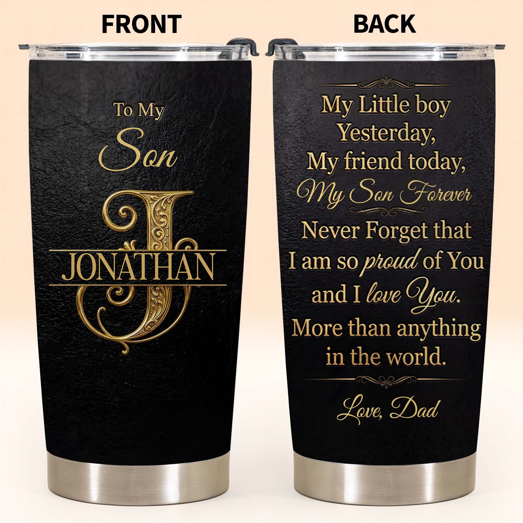 Personalized Stainless Steel Tumbler Custom Name Gift for Son Tumbler GradoCreations