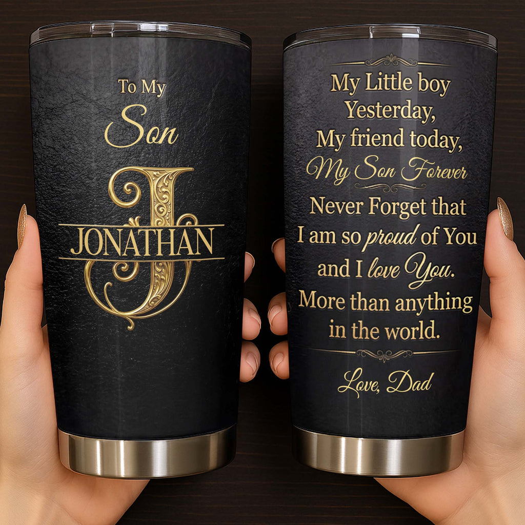 Personalized Stainless Steel Tumbler Custom Name Gift for Son Tumbler GradoCreations
