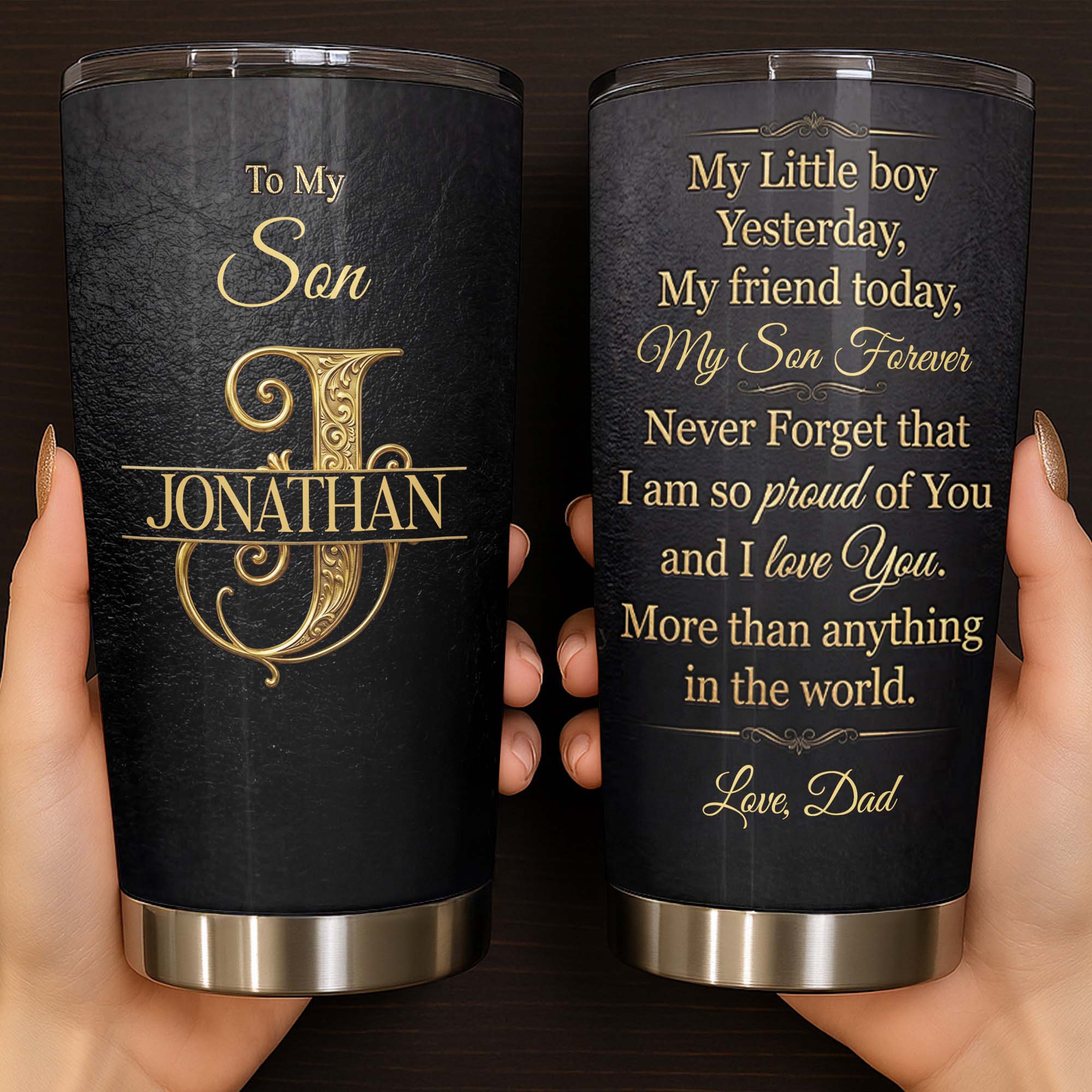Personalized Stainless Steel Tumbler Custom Name Gift for Son Tumbler GradoCreations