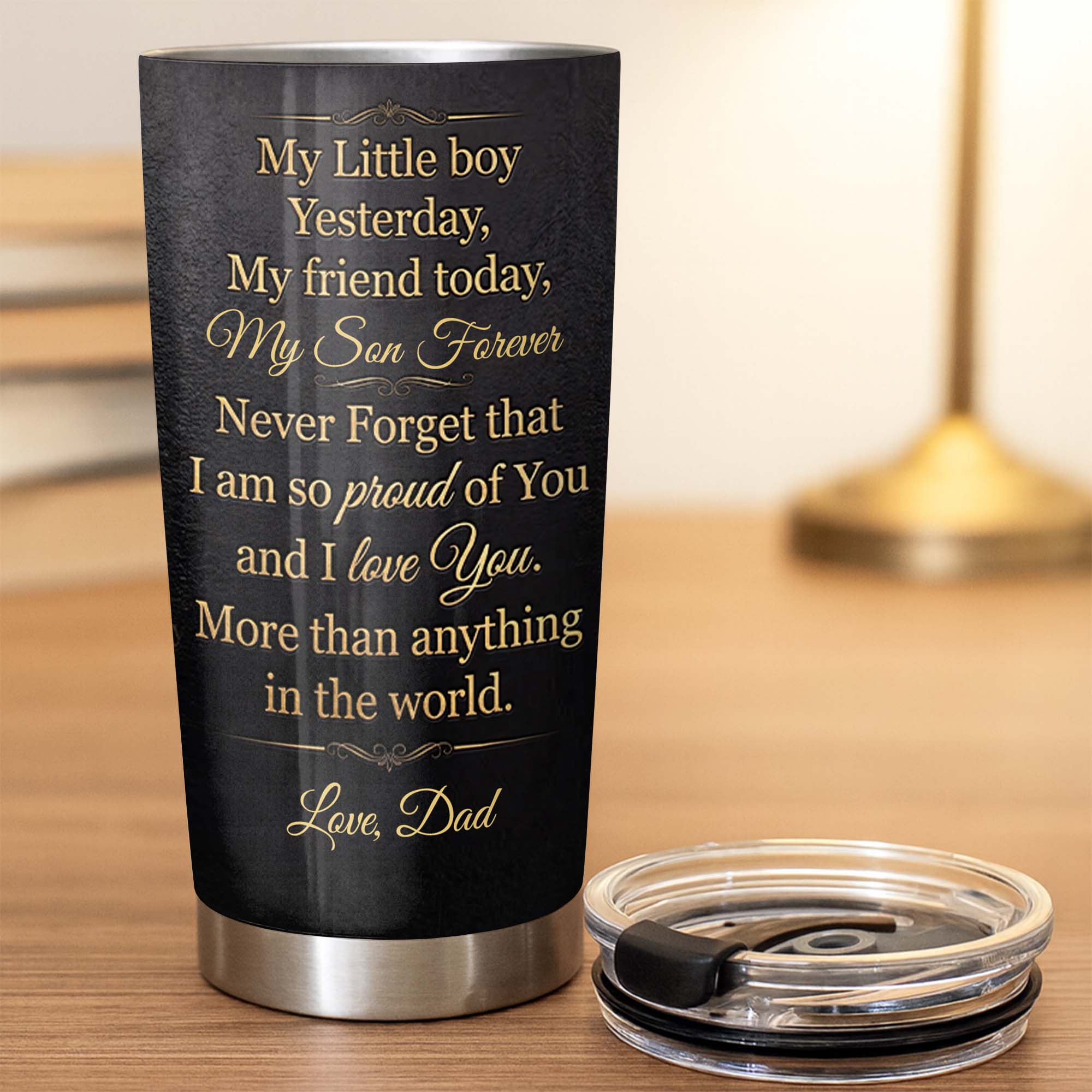 Personalized Stainless Steel Tumbler Custom Name Gift for Son Tumbler GradoCreations