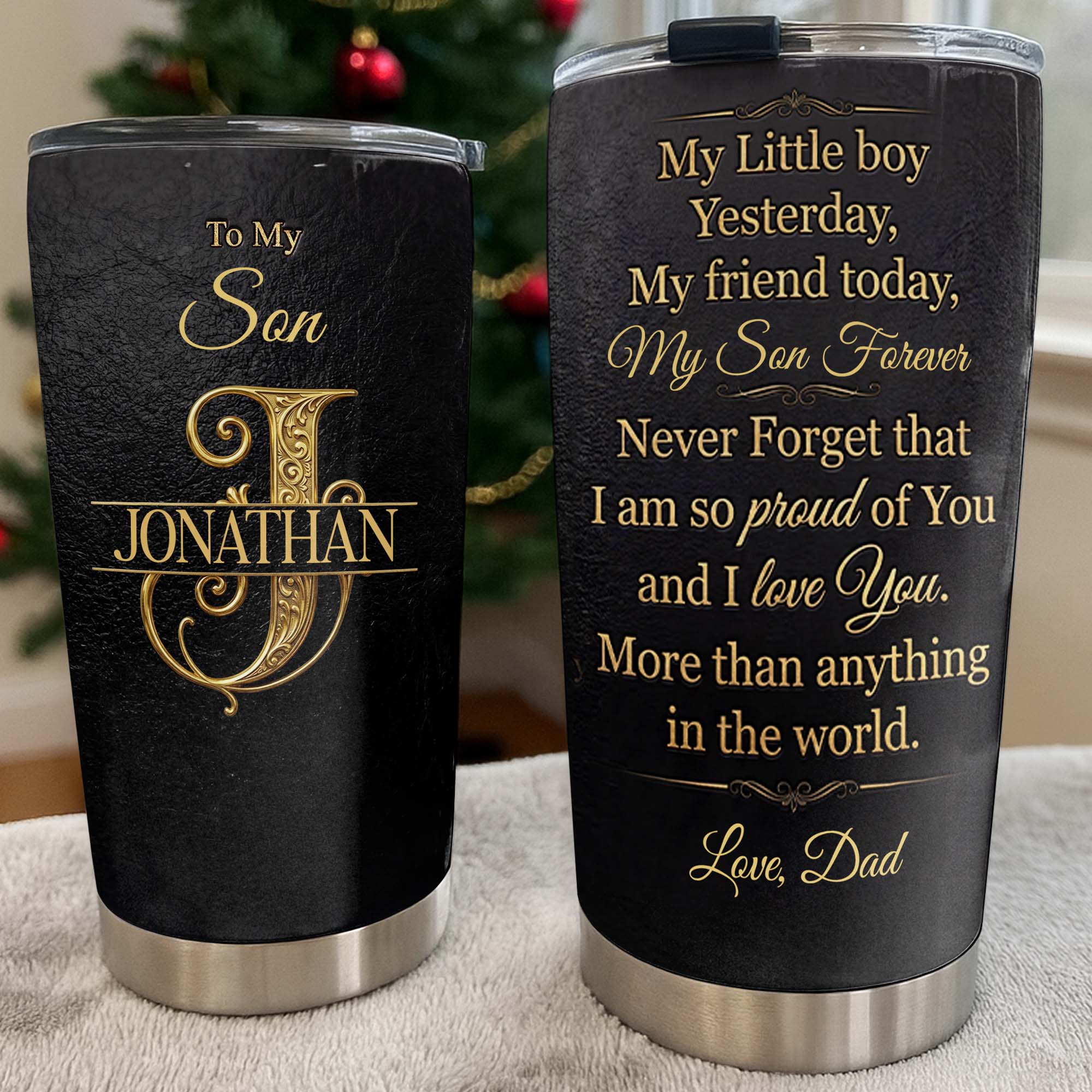 Personalized Stainless Steel Tumbler Custom Name Gift for Son Tumbler GradoCreations