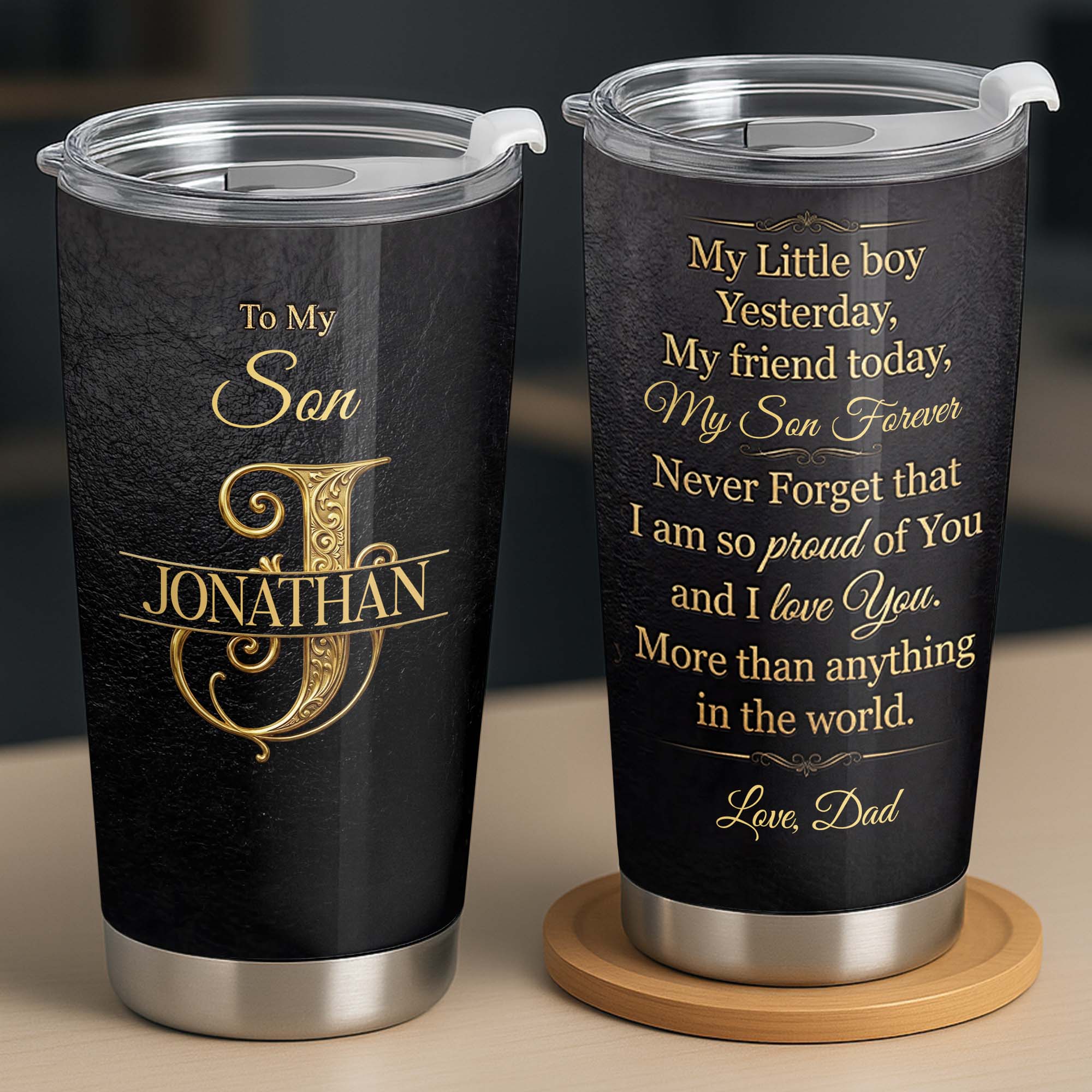 Personalized Stainless Steel Tumbler Custom Name Gift for Son Tumbler GradoCreations