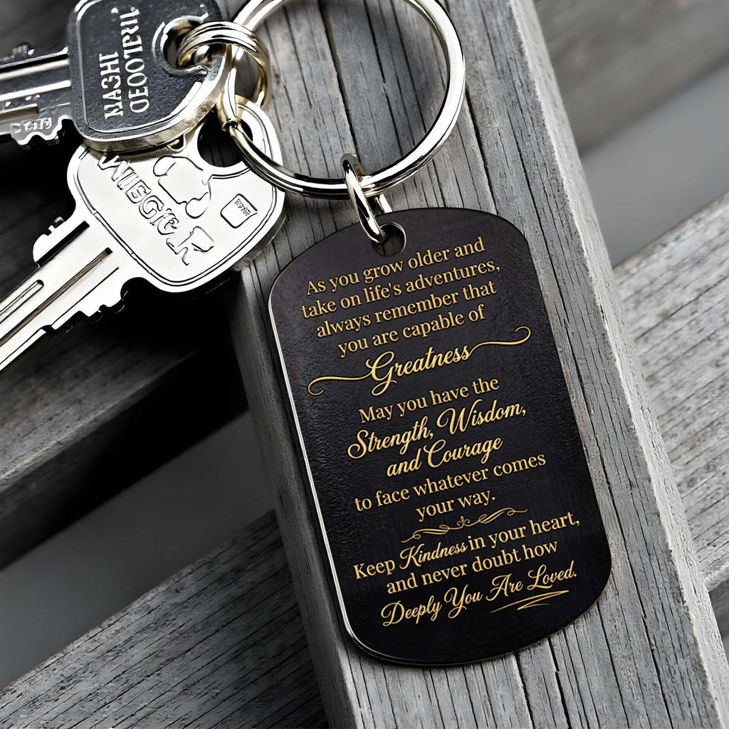 Personalized Stainless Steel Keychain for Grandson with Initial Monogram Stainless Steel Keychain GradoCreations
