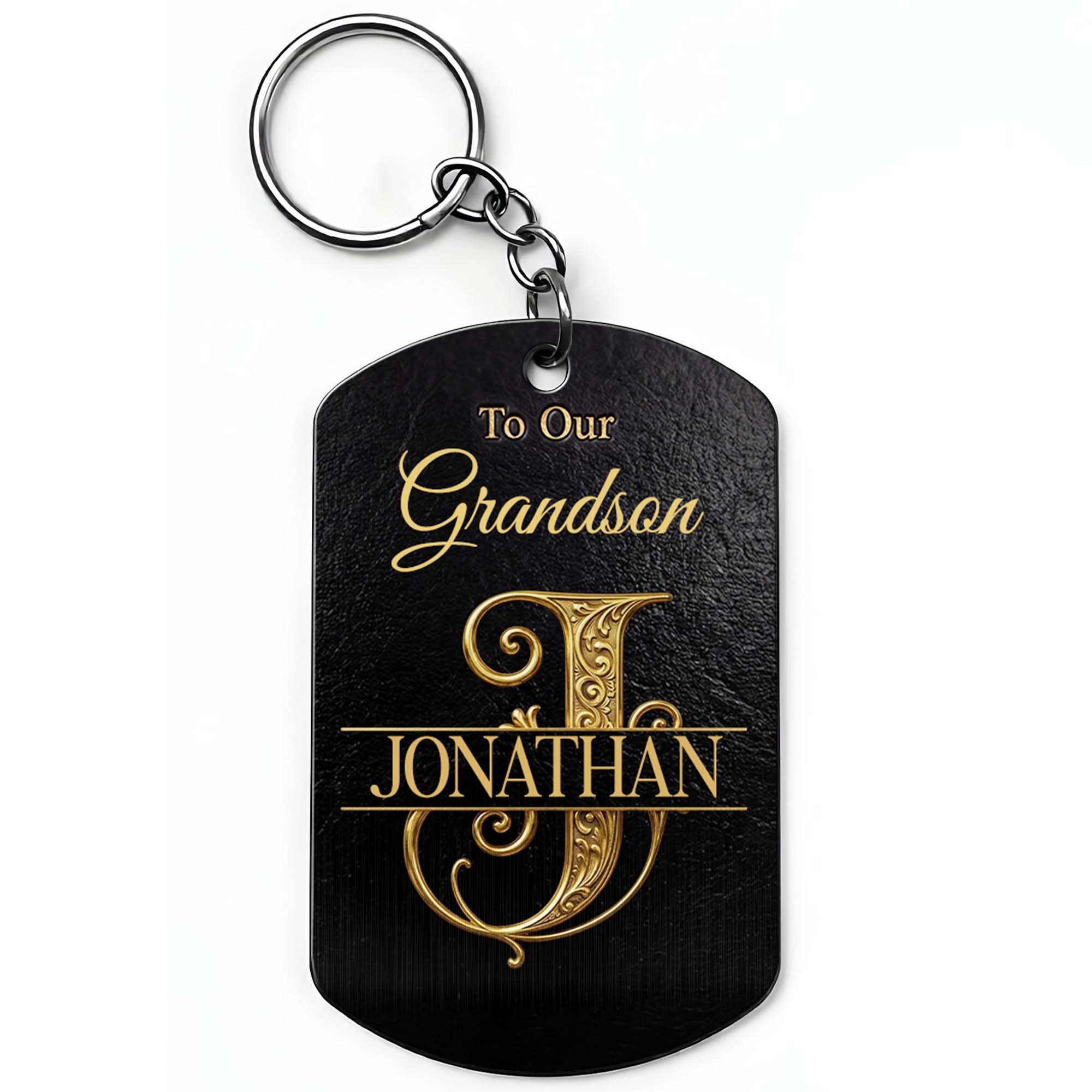 Personalized Stainless Steel Keychain for Grandson with Initial Monogram Stainless Steel Keychain GradoCreations