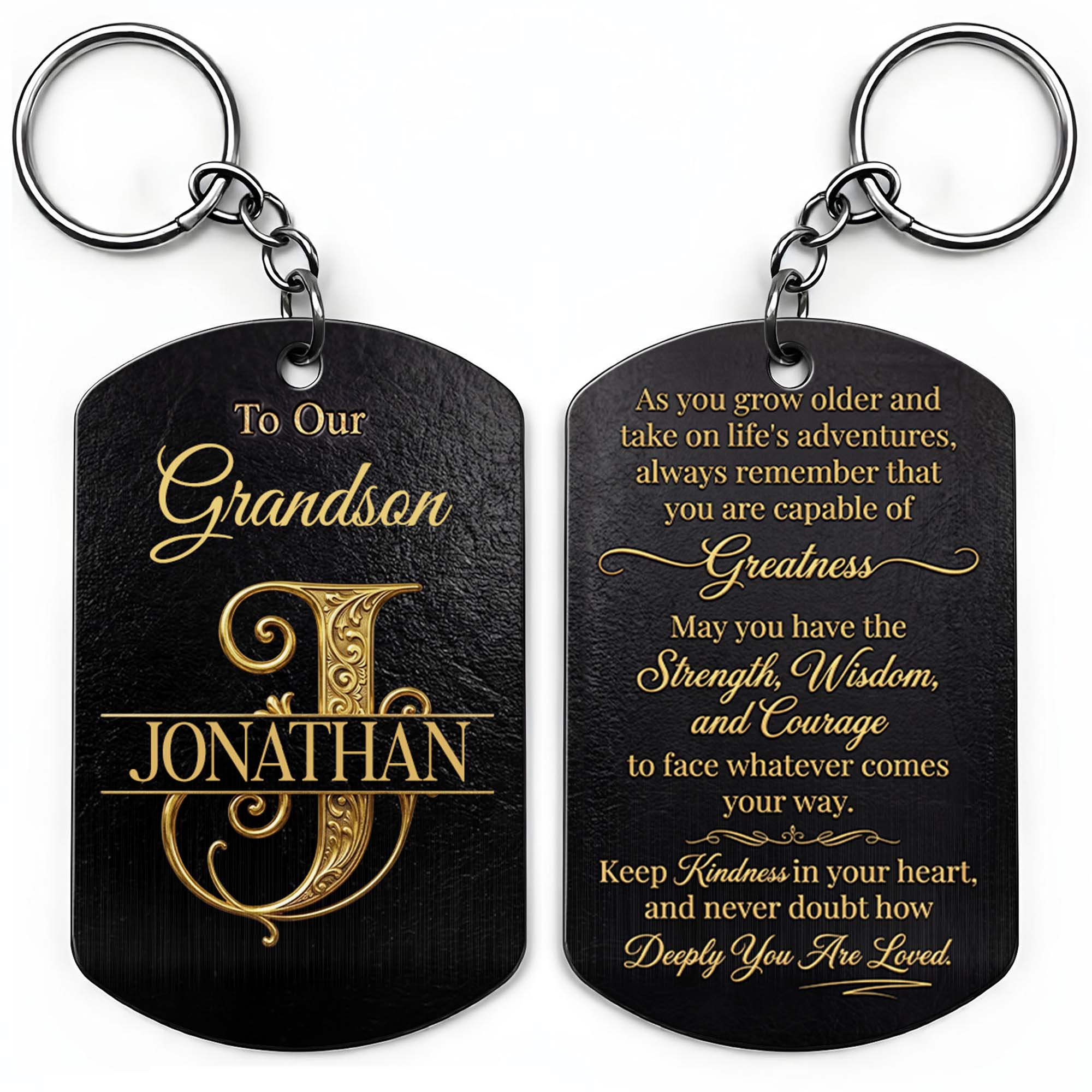 Personalized Stainless Steel Keychain for Grandson with Initial Monogram Stainless Steel Keychain GradoCreations