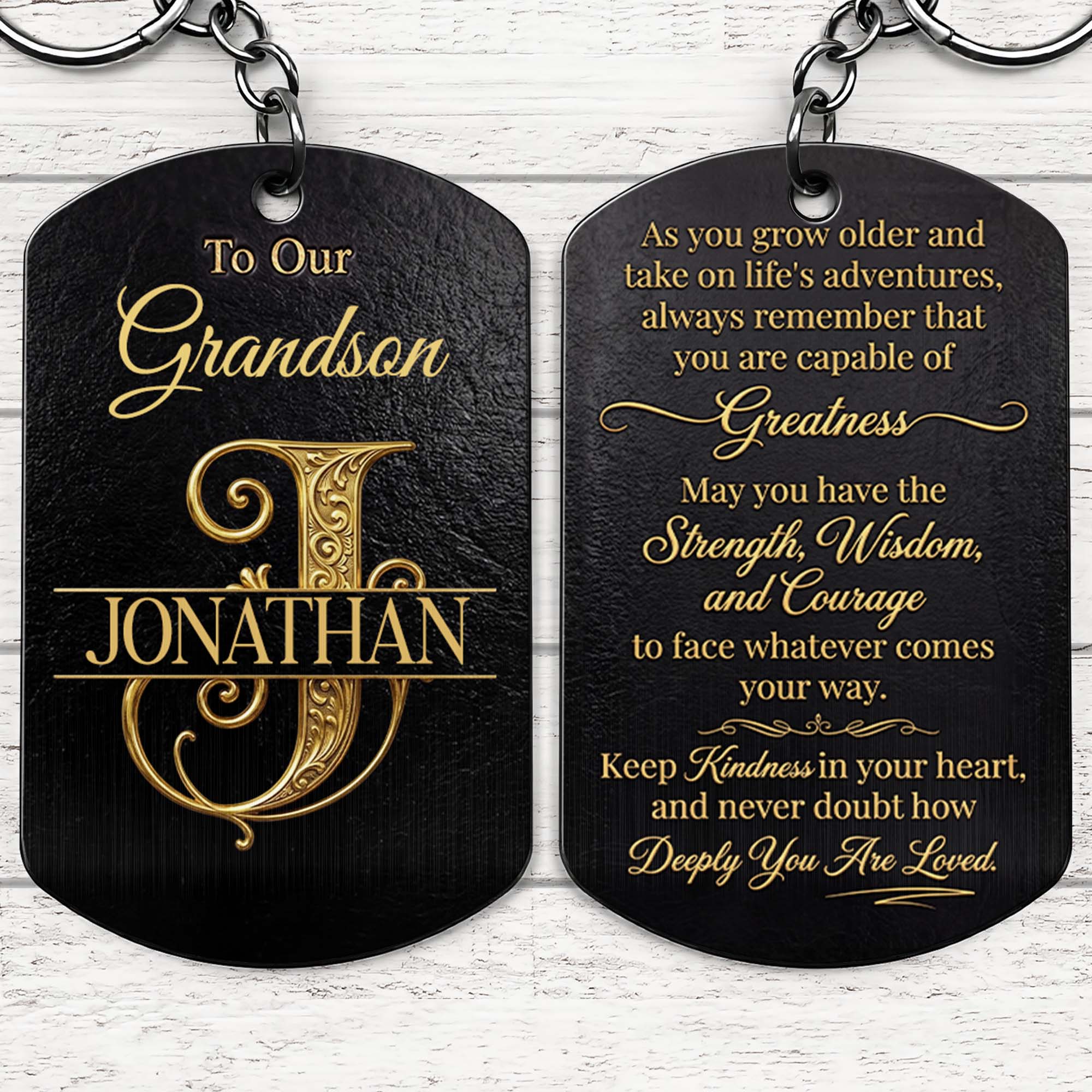 Personalized Stainless Steel Keychain for Grandson with Initial Monogram Stainless Steel Keychain GradoCreations