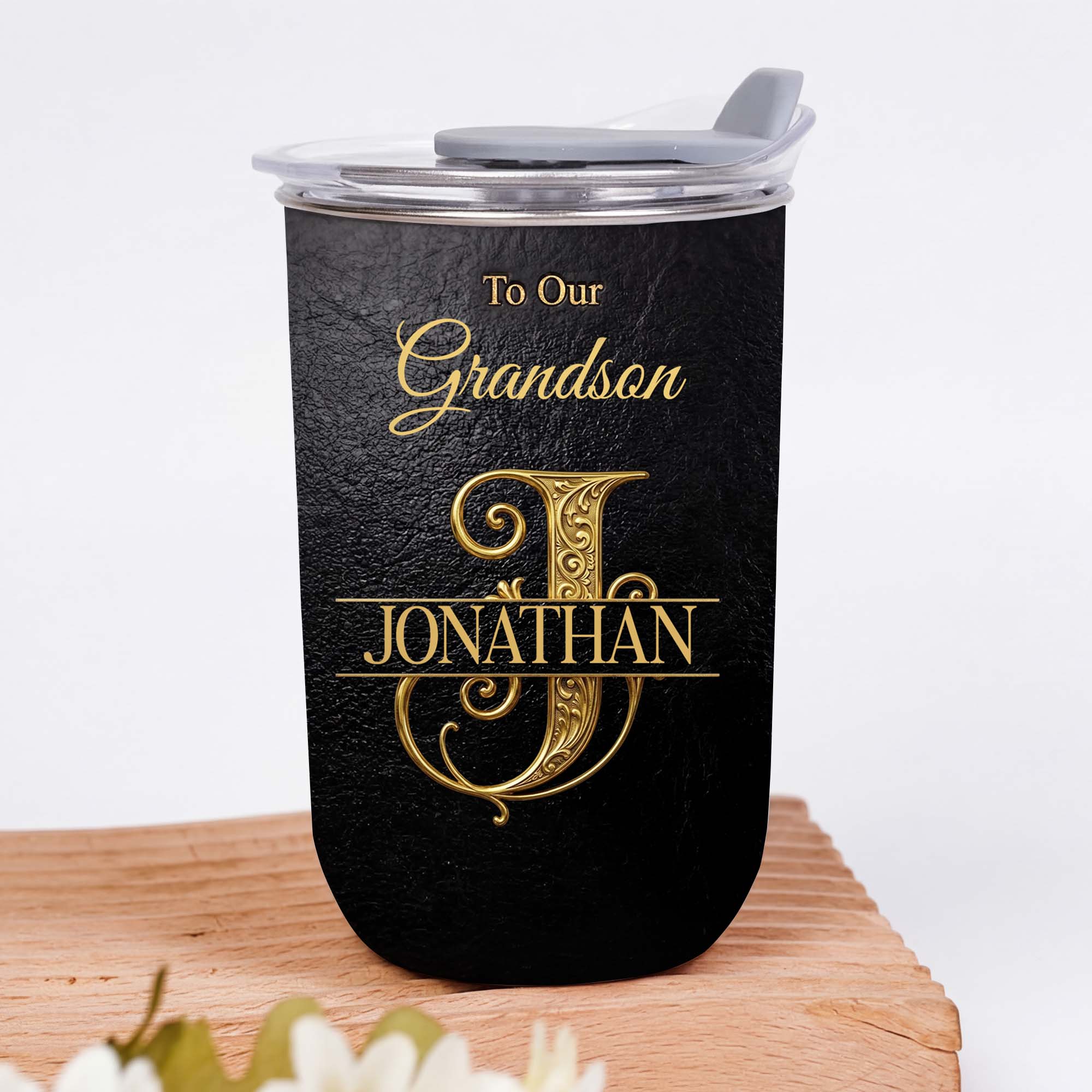 Personalized Monogram Initial 10oz Tumbler for Grandson 10oz tumbler GradoCreations