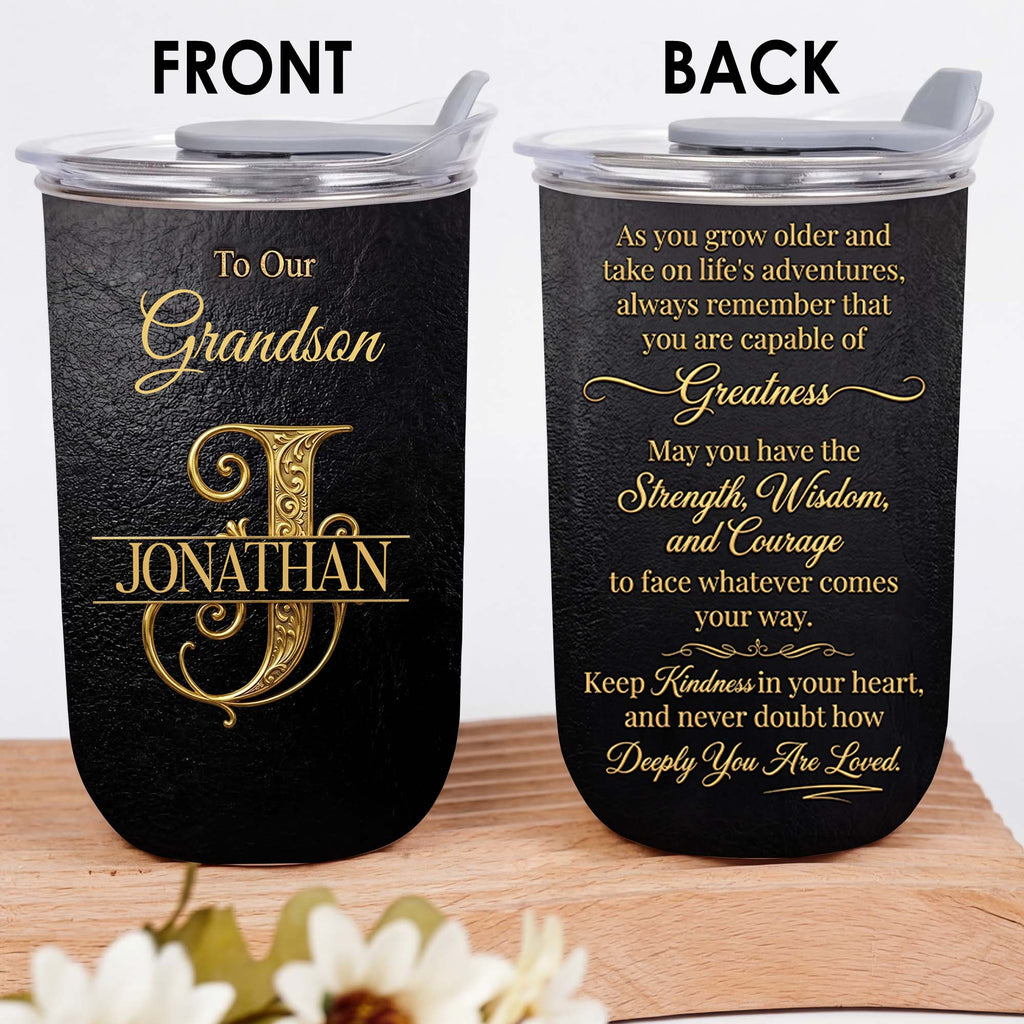 Personalized Monogram Initial 10oz Tumbler for Grandson 10oz tumbler GradoCreations