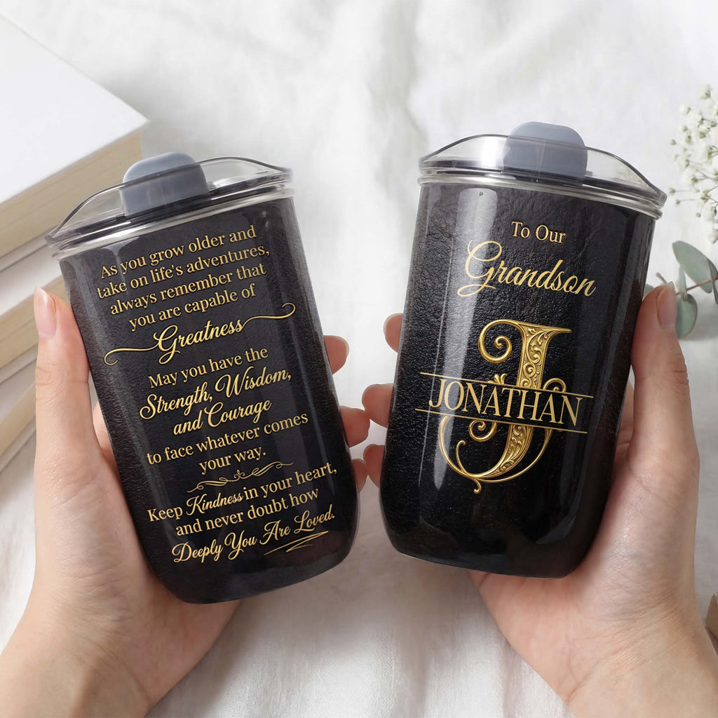 Personalized Monogram Initial 10oz Tumbler for Grandson 10oz tumbler GradoCreations