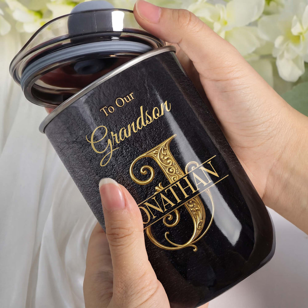 Personalized Monogram Initial 10oz Tumbler for Grandson 10oz tumbler GradoCreations