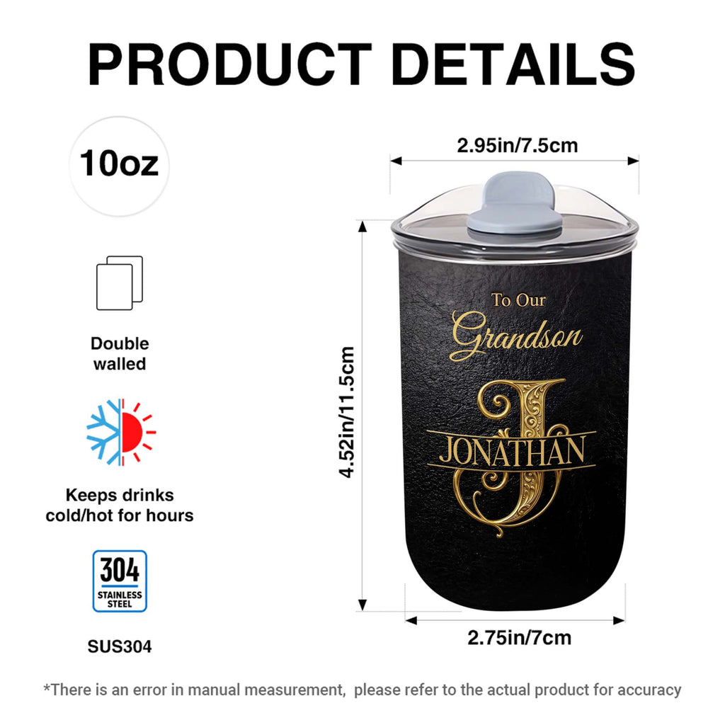 Personalized Monogram Initial 10oz Tumbler for Grandson 10oz tumbler GradoCreations