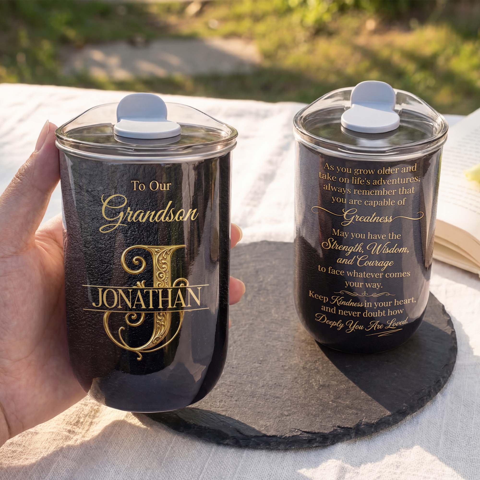 Personalized Monogram Initial 10oz Tumbler for Grandson 10oz tumbler GradoCreations