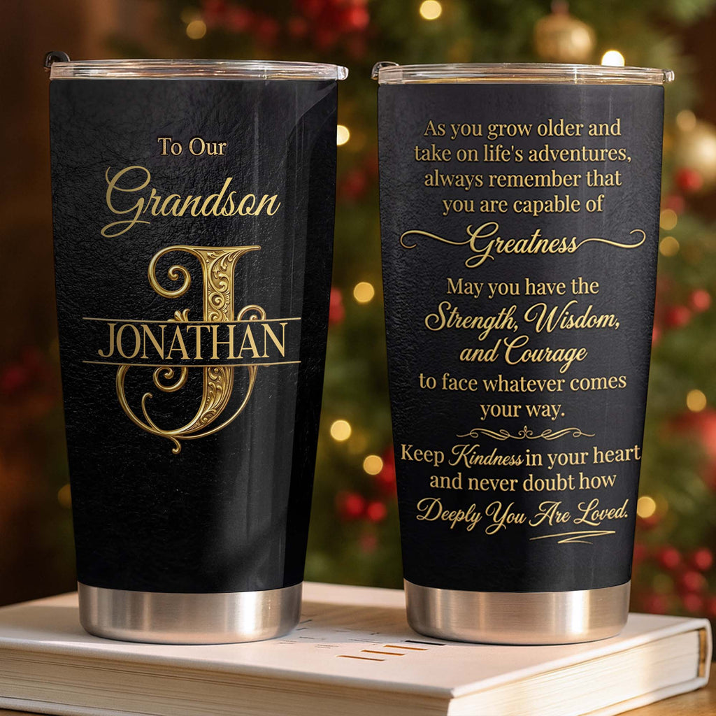 Personalized Stainless Steel Tumbler Custom Name Gift for Grandson Tumbler GradoCreations