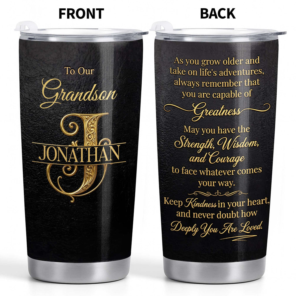 Personalized Stainless Steel Tumbler Custom Name Gift for Grandson Tumbler GradoCreations