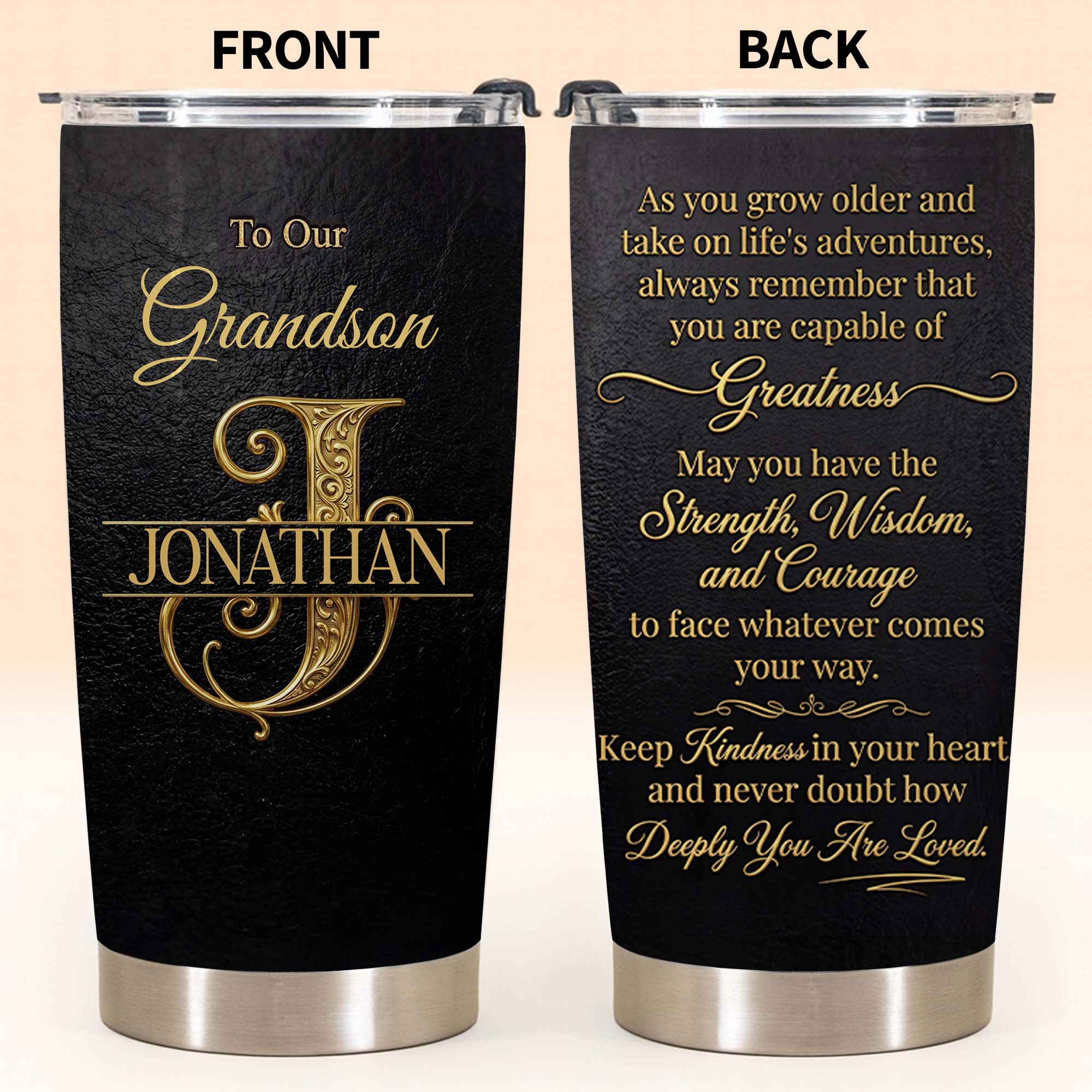 Personalized Stainless Steel Tumbler Custom Name Gift for Grandson Tumbler GradoCreations