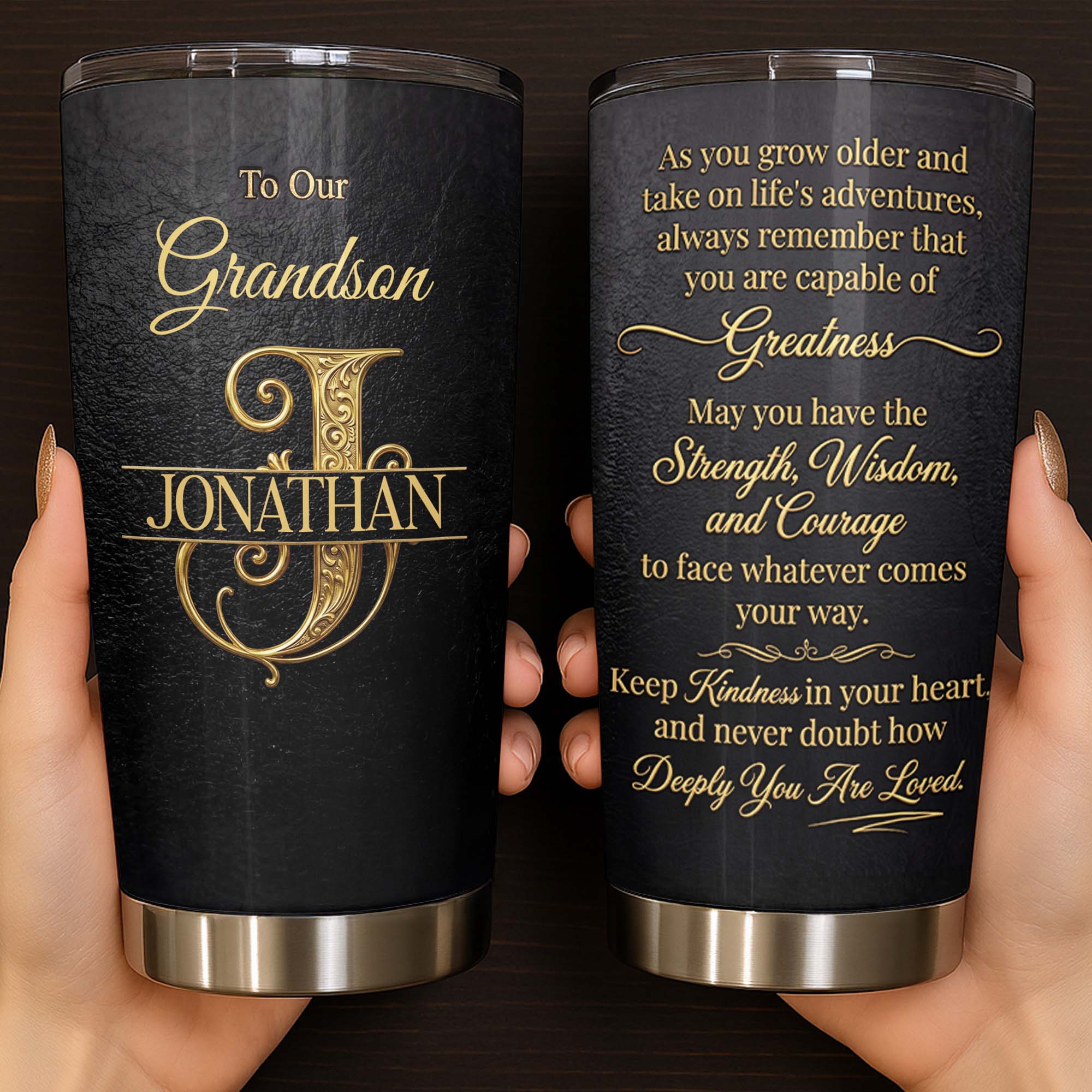 Personalized Stainless Steel Tumbler Custom Name Gift for Grandson Tumbler GradoCreations