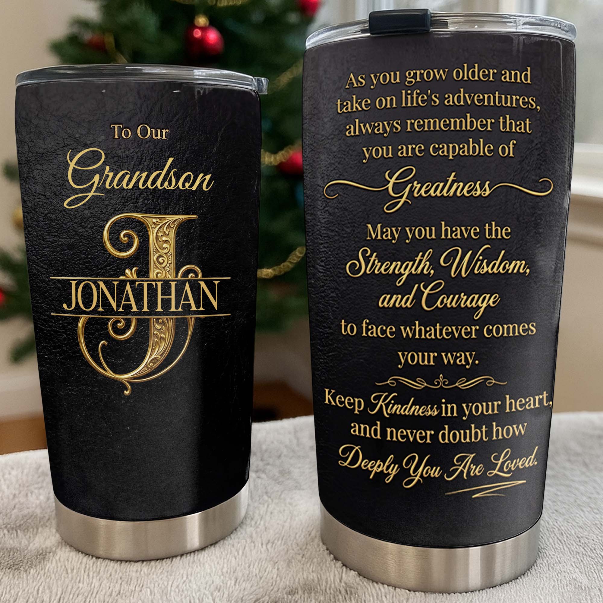 Personalized Stainless Steel Tumbler Custom Name Gift for Grandson Tumbler GradoCreations