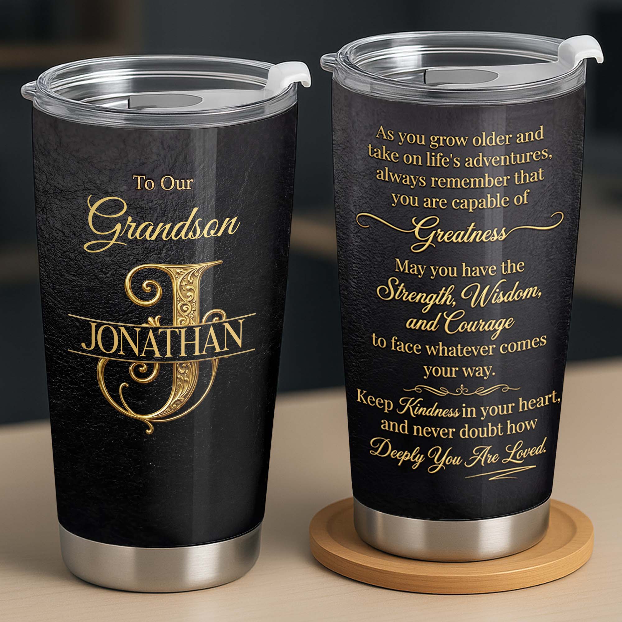 Personalized Stainless Steel Tumbler Custom Name Gift for Grandson Tumbler GradoCreations