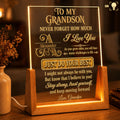 Personalized Acrylic Night Light with Wooden Base for Grandson Gift