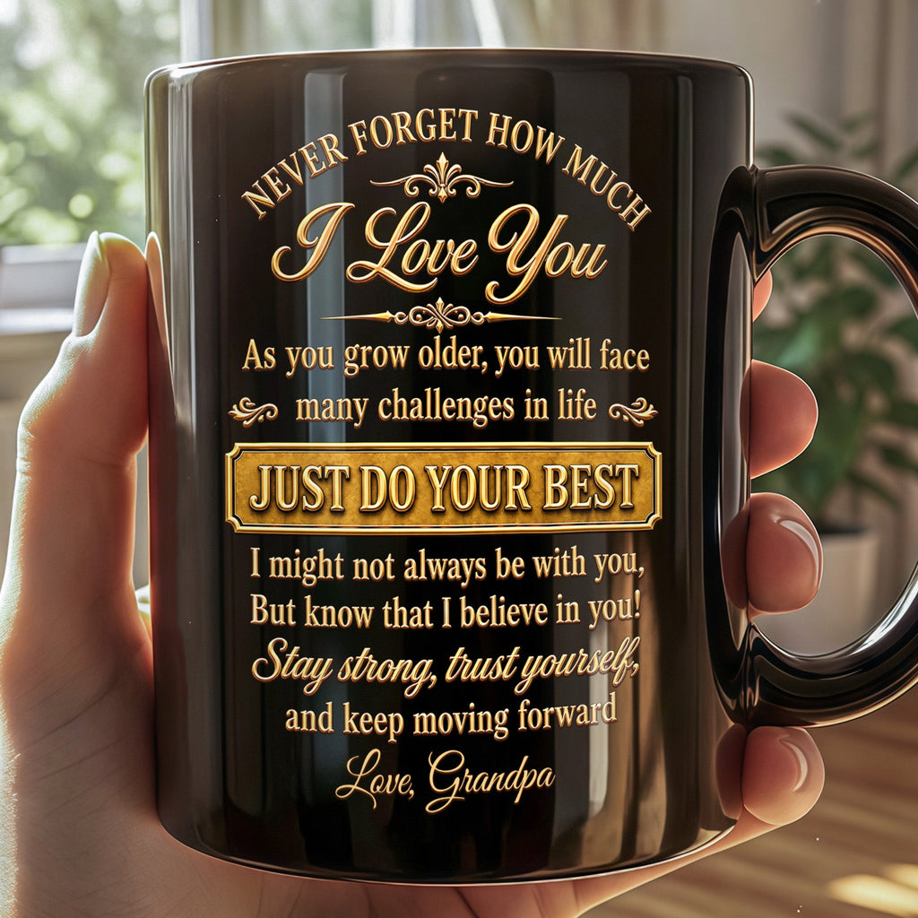 Personalized Black Mug Custom Message Gift for Grandson