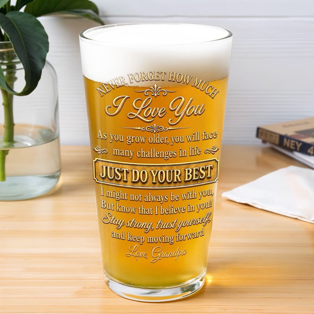 Personalized Beer Glass Custom Name Gift for Grandson