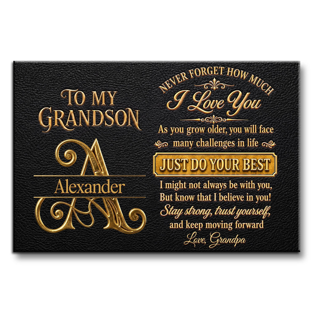 Personalized 3D Golden Initial Poster Gift for Grandson