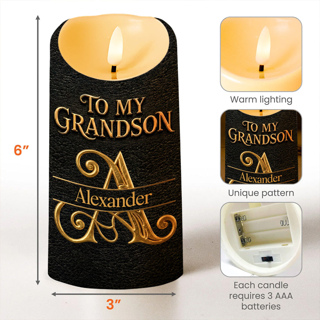Personalized Flameless LED Candle Custom Gift for Grandson