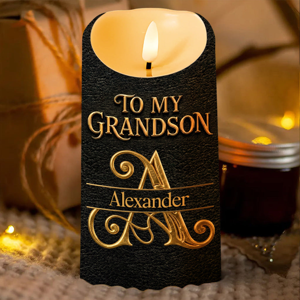 Personalized Flameless LED Candle Custom Gift for Grandson