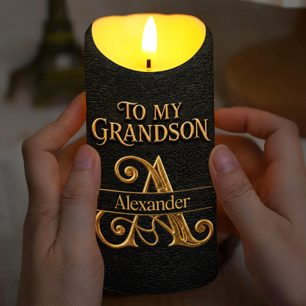 Personalized Flameless LED Candle Custom Gift for Grandson