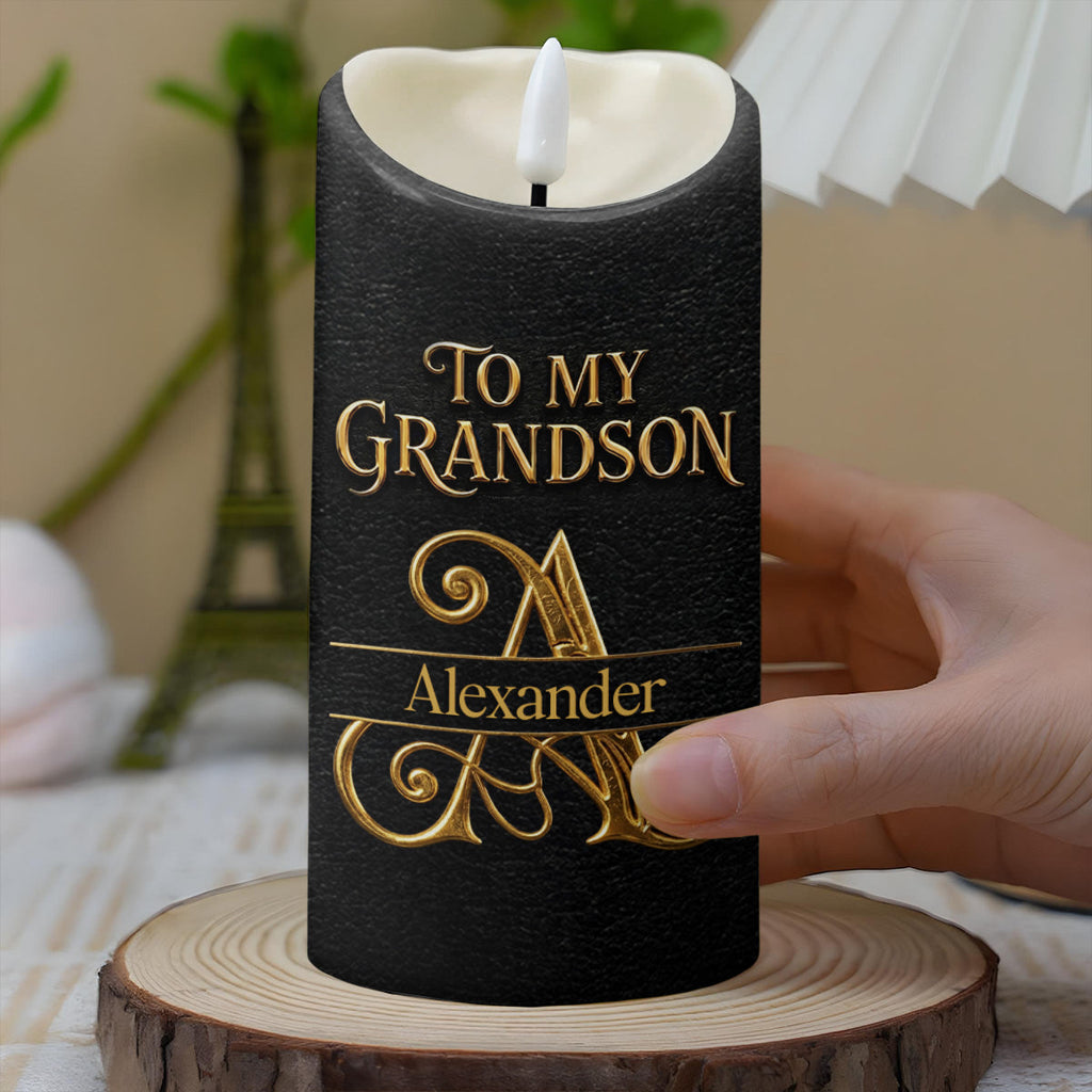Personalized Flameless LED Candle Custom Gift for Grandson