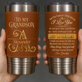 Personalized Leather Tumbler Custom Name Gift for Grandson