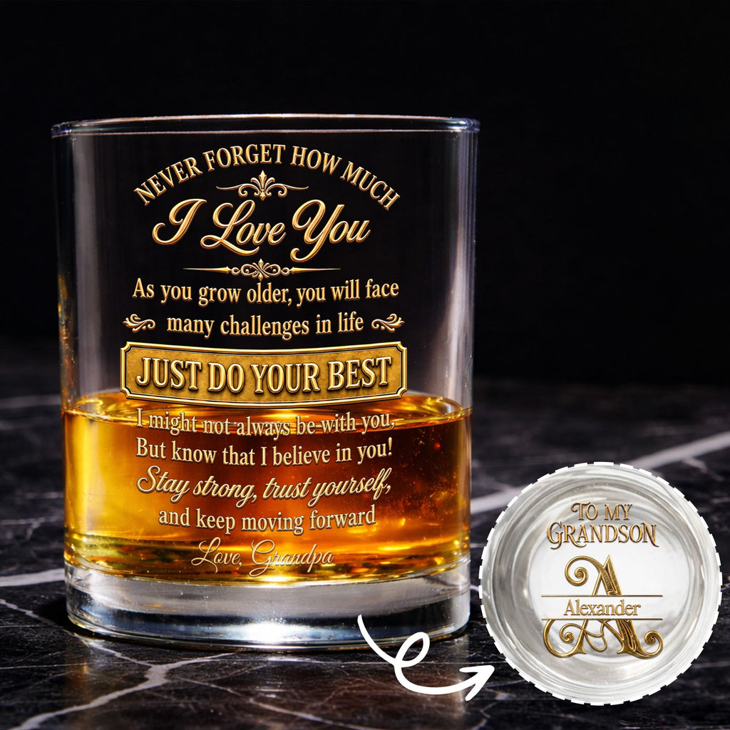Personalized Whiskey Glass Custom Name Gift for Grandson