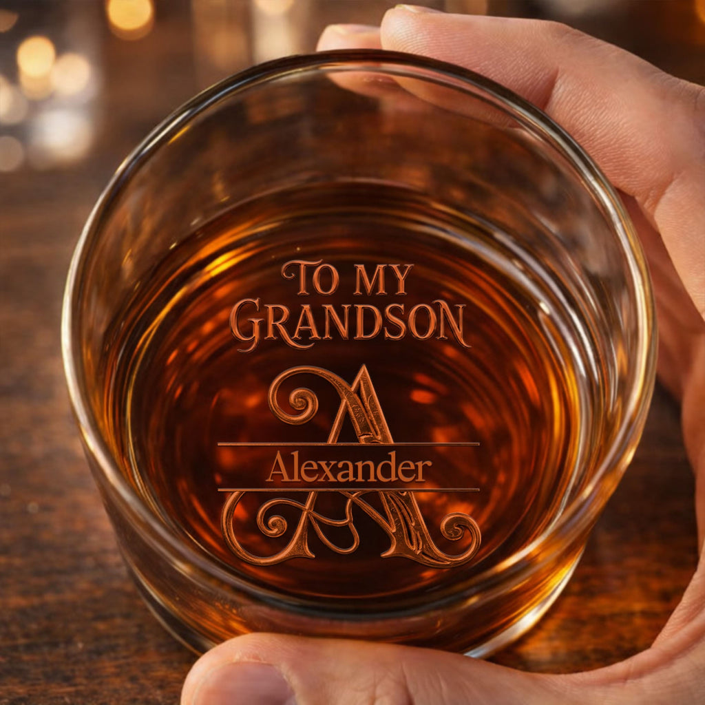 Personalized Whiskey Glass Custom Name Gift for Grandson