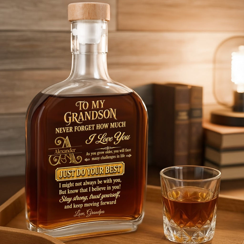 Personalized Whiskey Bottle Custom Name Gift for Grandson