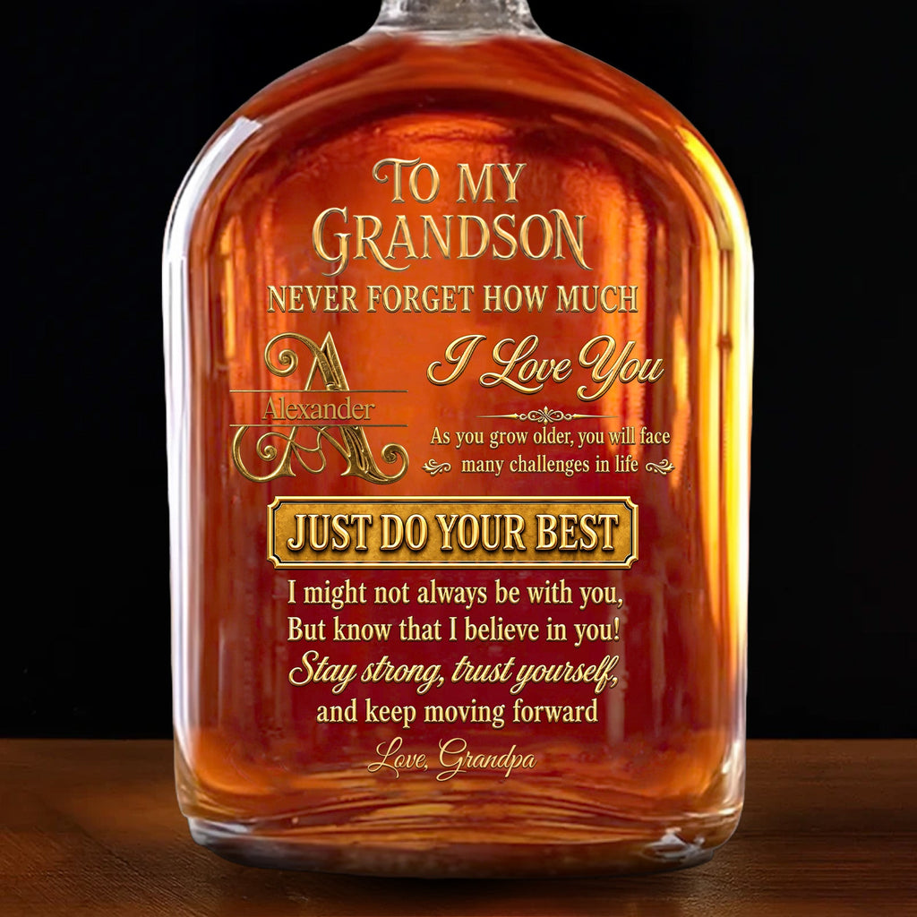 Personalized Whiskey Bottle Custom Name Gift for Grandson
