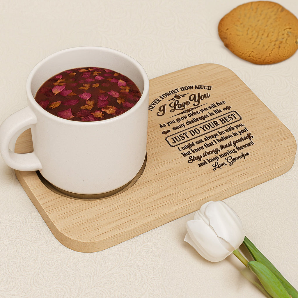 Personalized Engraved Serving Board with Cup Holder for Grandson