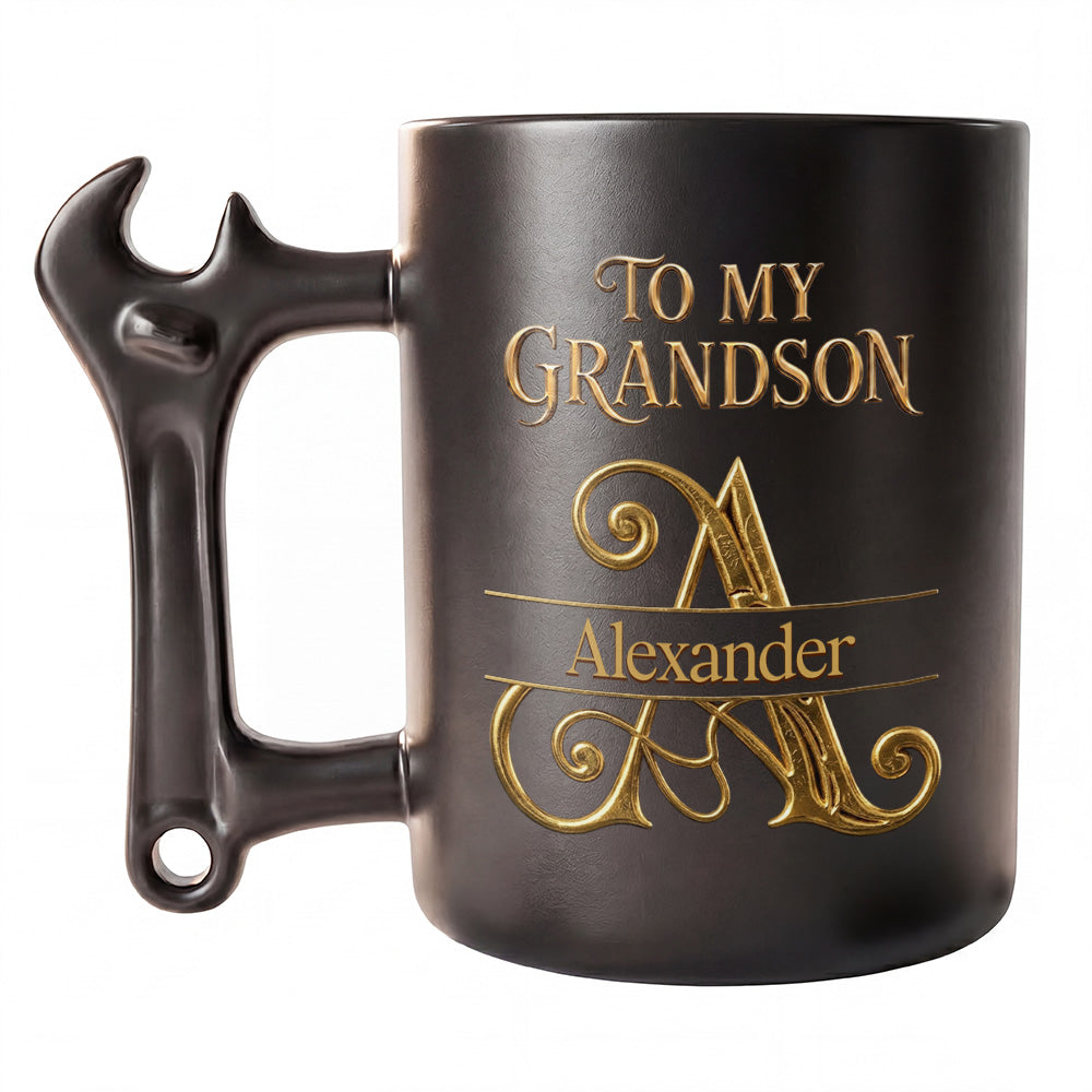 Personalized Wrench Handle Coffee Mug Custom Name Gift for Grandson