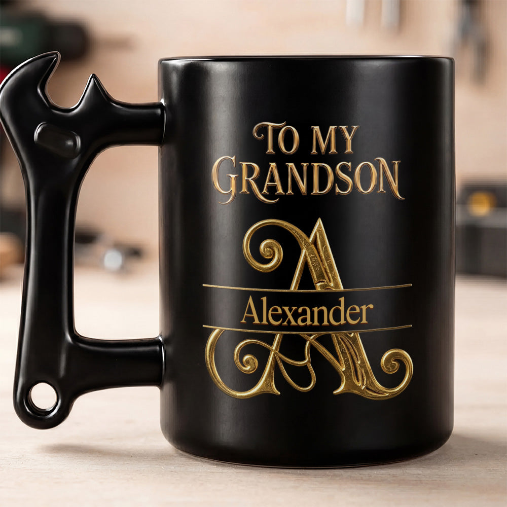 Personalized Wrench Handle Coffee Mug Custom Name Gift for Grandson